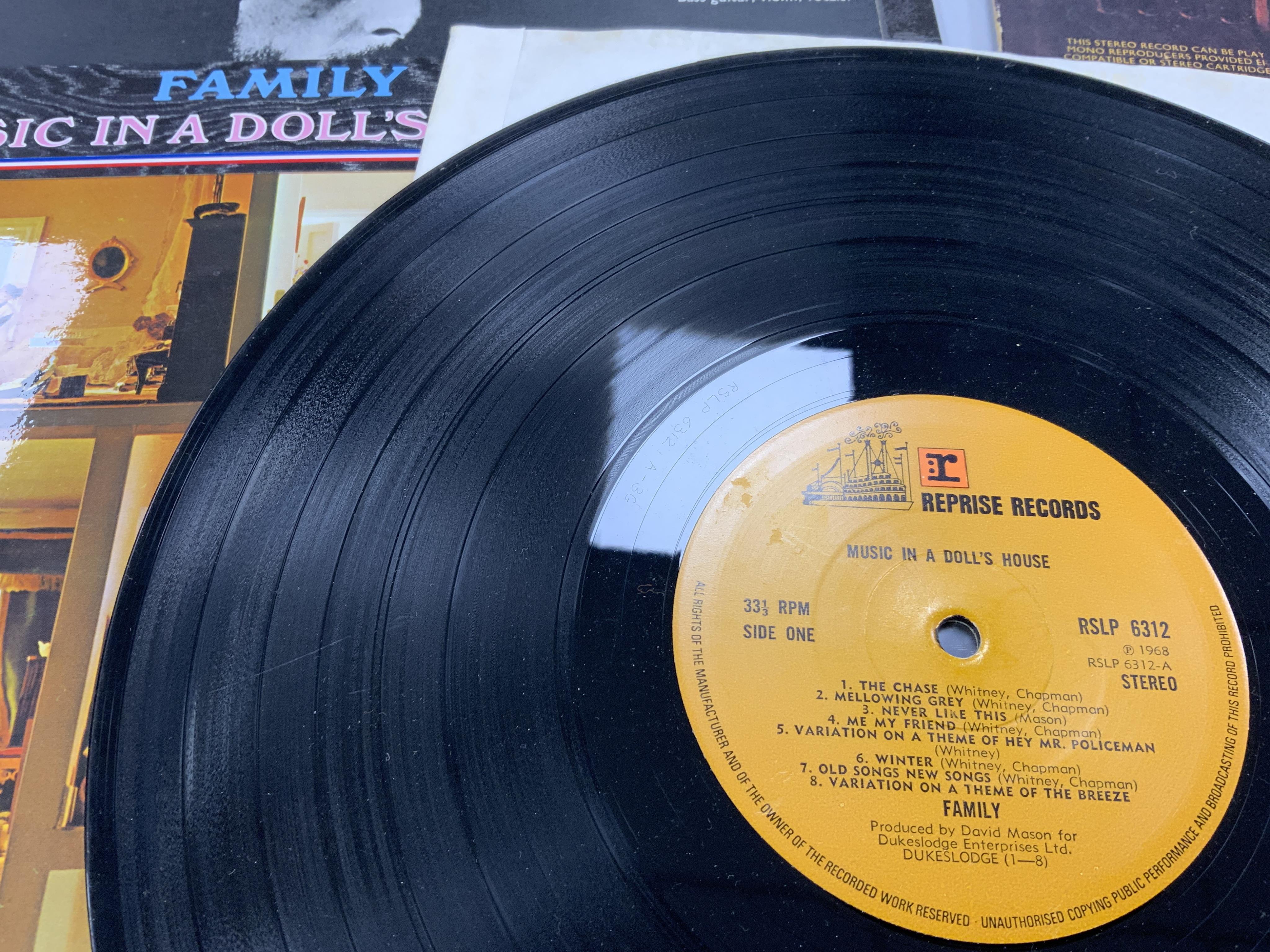 Five Family LP record albums all on Reprise; Music in a Doll’s House, Family Entertainment, Bandstand and another copy, Family Anyway… Condition - fair to good